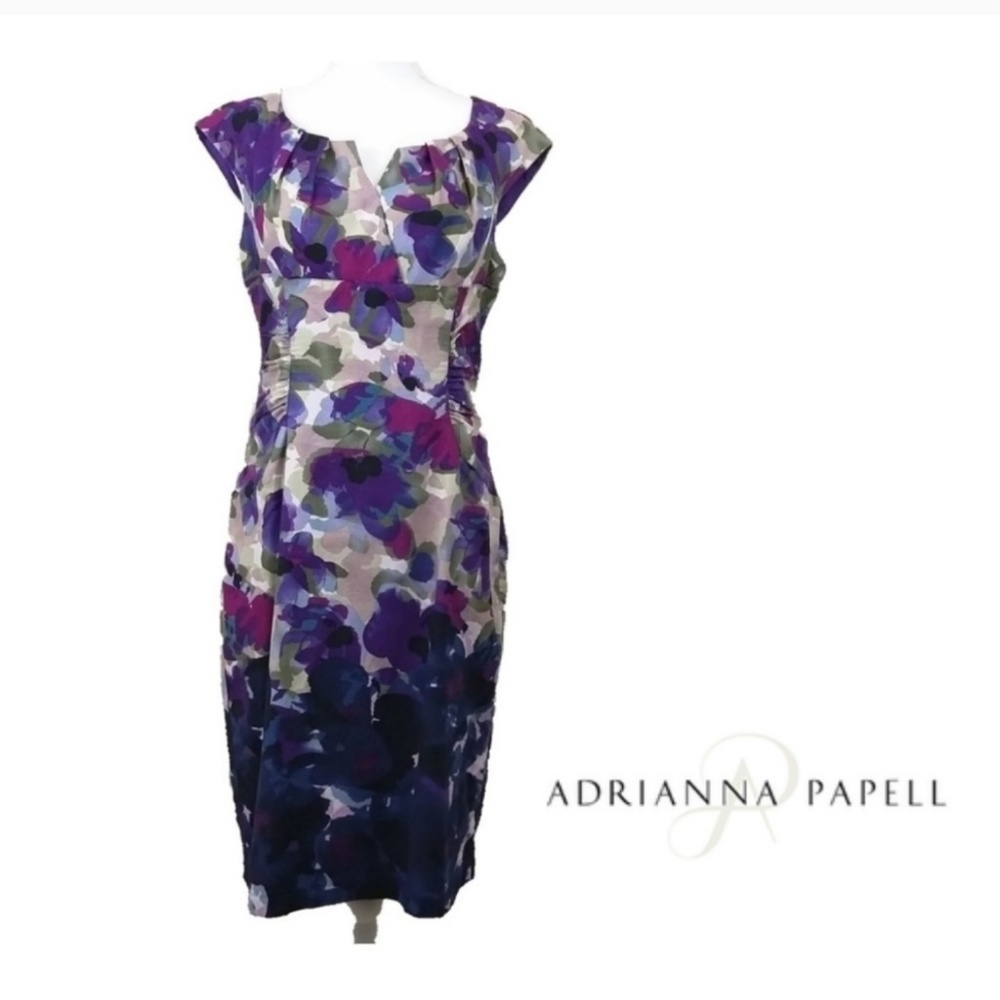 Adrianna Papell fitted floral sheath dress size 12